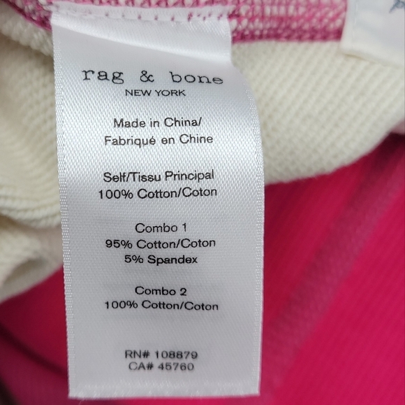 Rag & Bone Women 100% Cotton Shrunken Colorblock Hoodie Bright Rose Size M - Picture 6 of 14